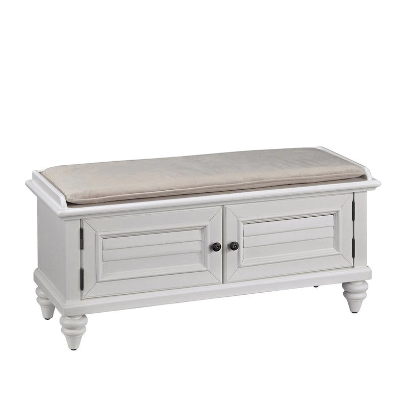 Upholstered Storage Bench with Reversible Cushion in Solid Hardwood