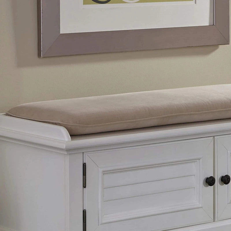 Upholstered Storage Bench with Reversible Cushion in Solid Hardwood