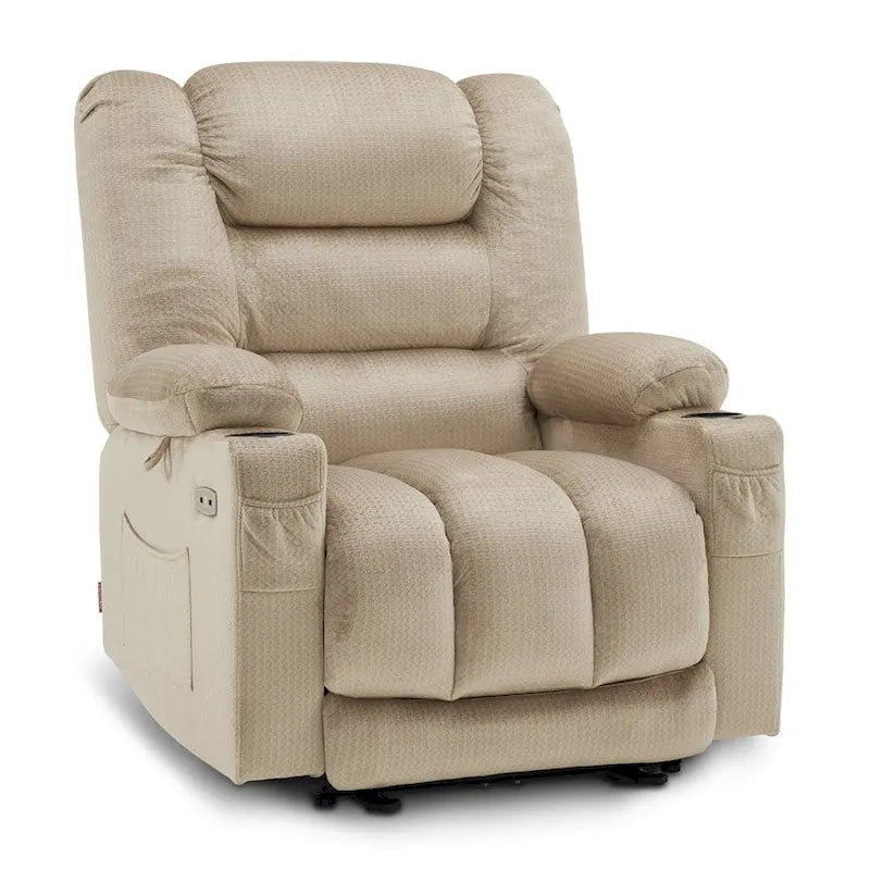 Fauteuil inclinable électrique avec chauffage, massage, ports USB et porte-gobelets