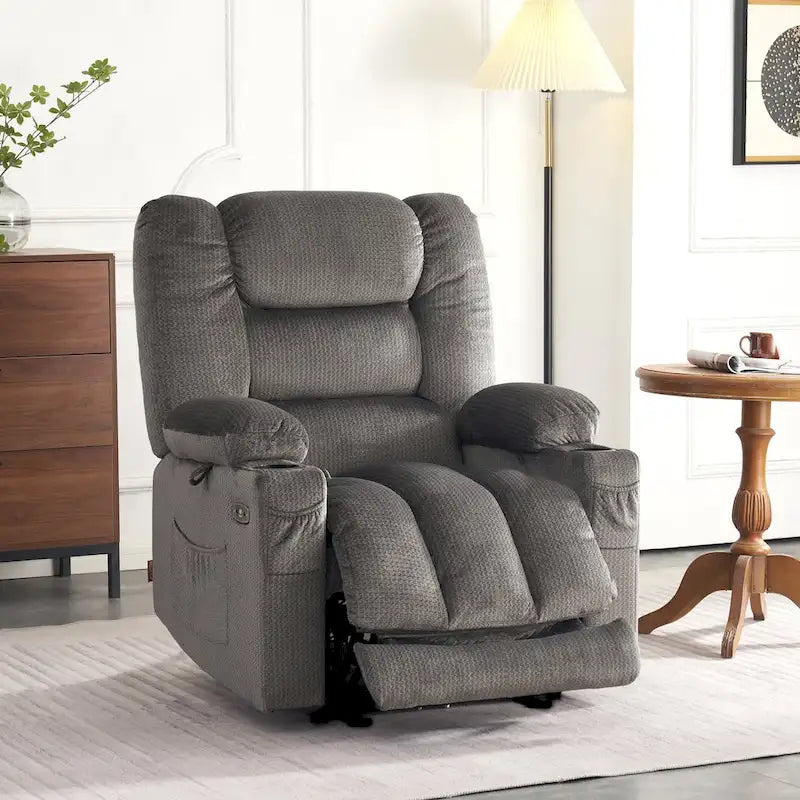 Fauteuil inclinable électrique avec chauffage, massage, ports USB et porte-gobelets
