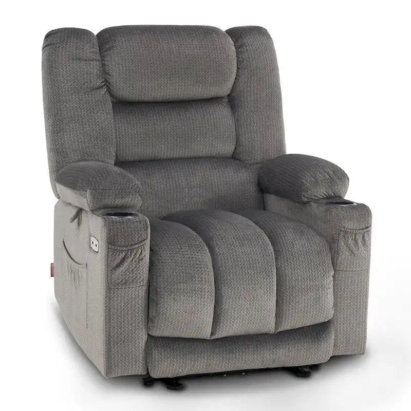 Fauteuil inclinable électrique avec chauffage, massage, ports USB et porte-gobelets