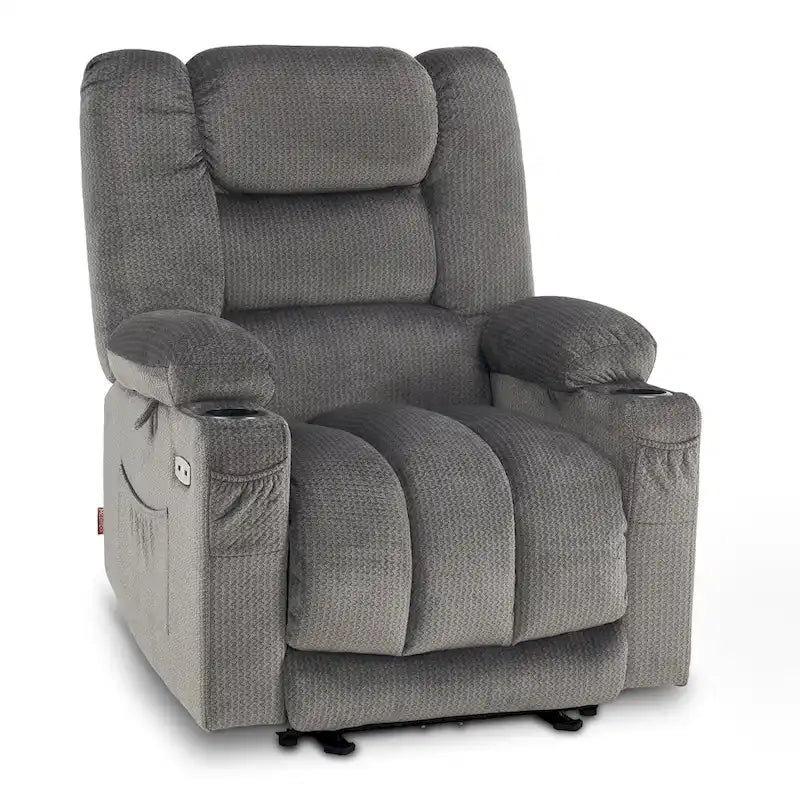 Fauteuil inclinable électrique avec chauffage, massage, ports USB et porte-gobelets