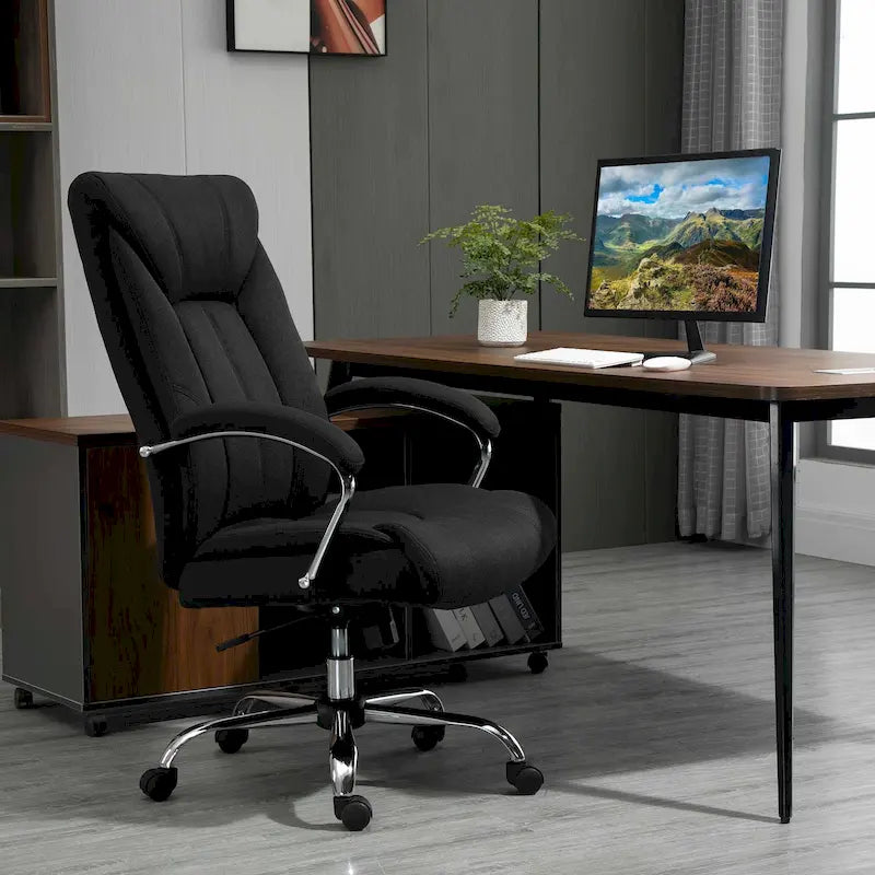 High Back Ergonomic Swivel Office Chair in Linen Fabric with Adjustable Height & Armrests