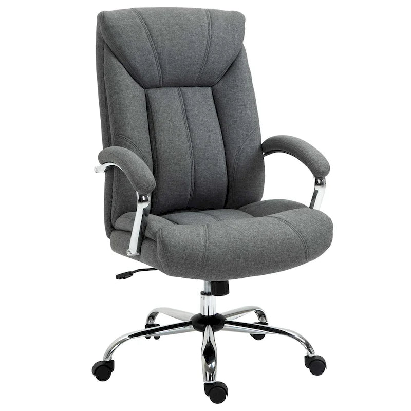 High Back Ergonomic Swivel Office Chair in Linen Fabric with Adjustable Height & Armrests