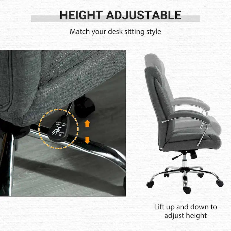 High Back Ergonomic Swivel Office Chair in Linen Fabric with Adjustable Height & Armrests