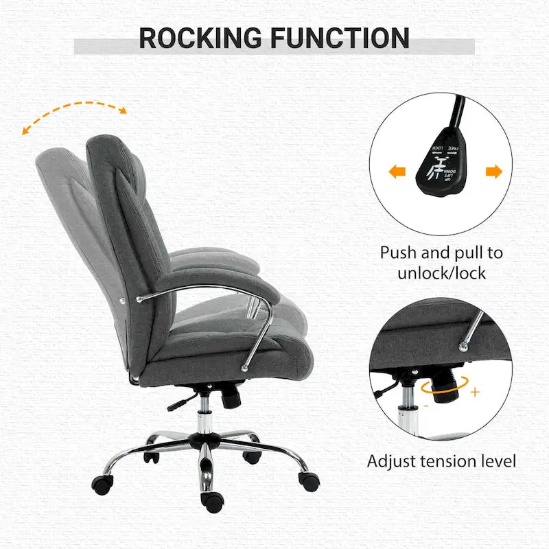 High Back Ergonomic Swivel Office Chair in Linen Fabric with Adjustable Height & Armrests
