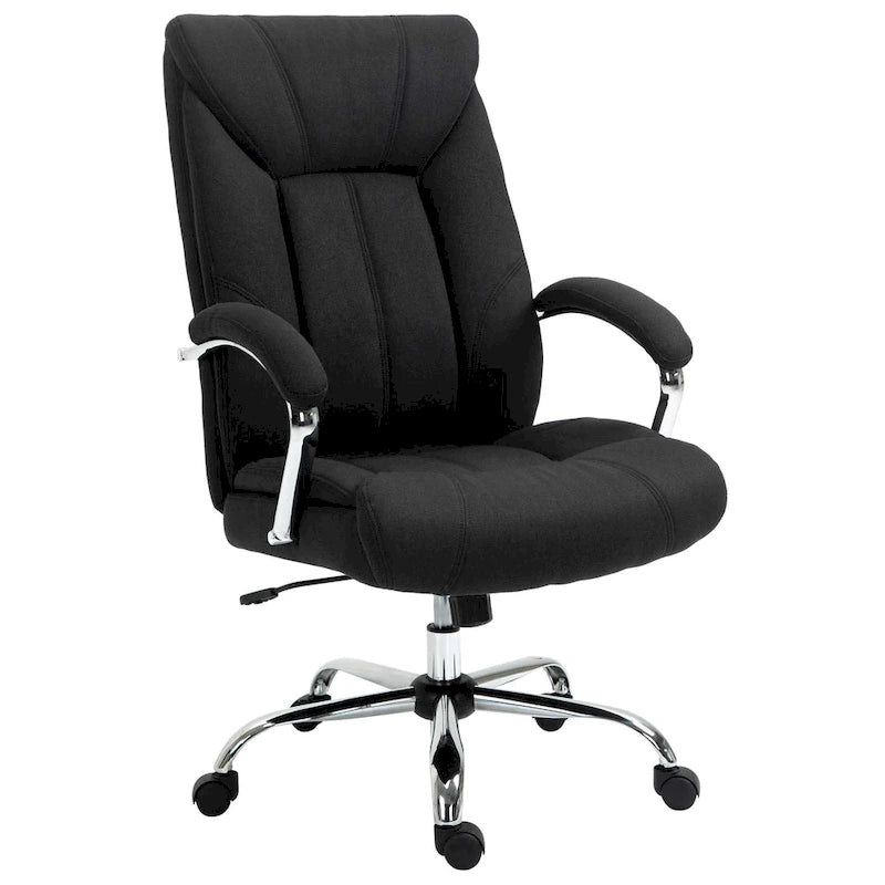 Ergonomischer Bürostuhl mit hoher Rückenlehne, Drehfunktion, Leinenbezug, verstellbarer Höhe und Armlehnen