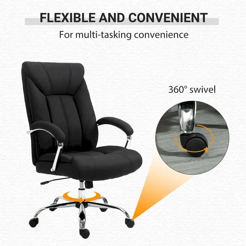 Ergonomischer Bürostuhl mit hoher Rückenlehne, Drehfunktion, Leinenbezug, verstellbarer Höhe und Armlehnen