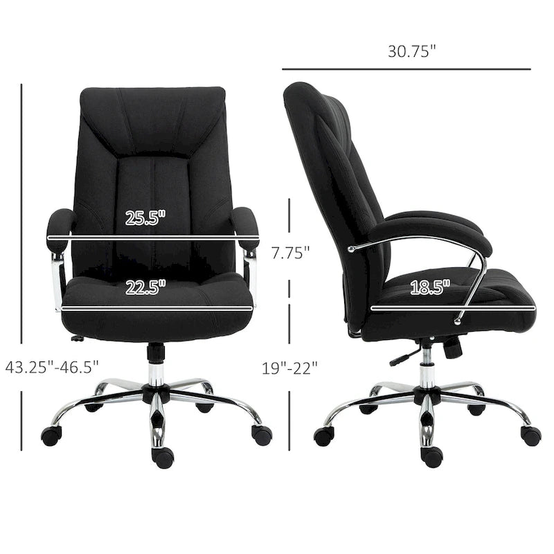 Ergonomischer Bürostuhl mit hoher Rückenlehne, Drehfunktion, Leinenbezug, verstellbarer Höhe und Armlehnen