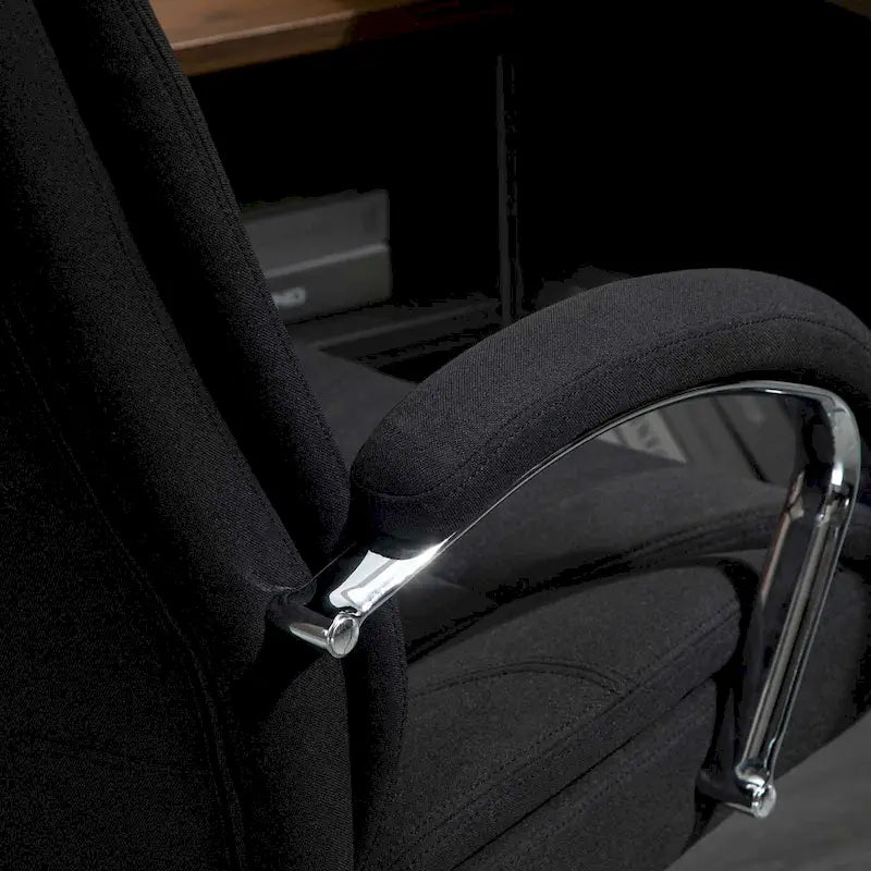 Ergonomischer Bürostuhl mit hoher Rückenlehne, Drehfunktion, Leinenbezug, verstellbarer Höhe und Armlehnen