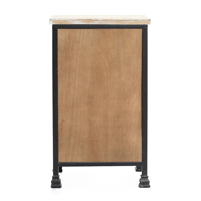 Farmhouse Carved Wood Nightstand with Drawer & Enclosed Cabinet Door