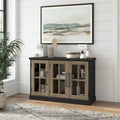 46-Inch Farmhouse Sideboard Cabinet with Glass Doors & Adjustable Shelves