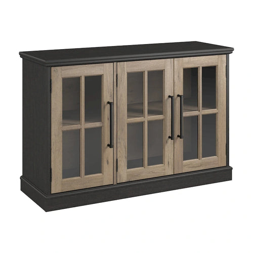 46-Inch Farmhouse Sideboard Cabinet with Glass Doors & Adjustable Shelves