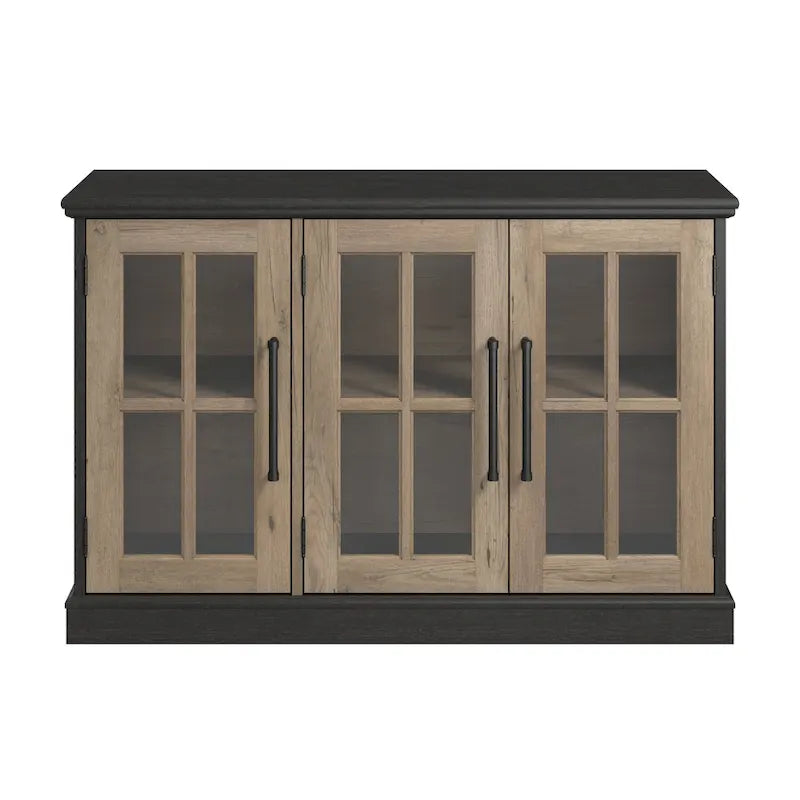 46-Inch Farmhouse Sideboard Cabinet with Glass Doors & Adjustable Shelves