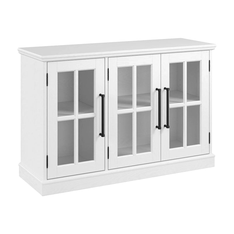 46-Inch Farmhouse Sideboard Cabinet with Glass Doors & Adjustable Shelves