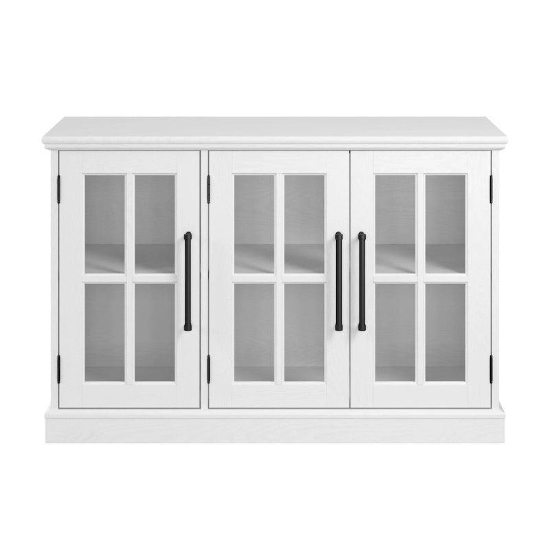 46-Inch Farmhouse Sideboard Cabinet with Glass Doors & Adjustable Shelves