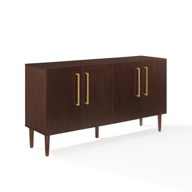Mid-Century-Modern-Sideboard mit zwei Schrankfächern, verstellbaren Einlegeböden und konischen Beinen
