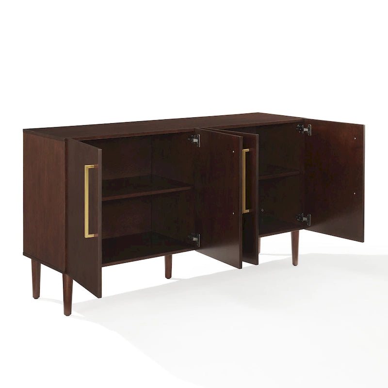 Mid-Century-Modern-Sideboard mit zwei Schrankfächern, verstellbaren Einlegeböden und konischen Beinen