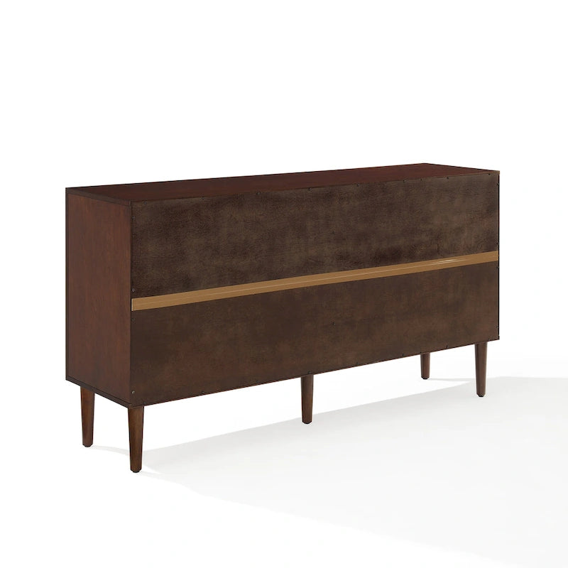 Mid-Century-Modern-Sideboard mit zwei Schrankfächern, verstellbaren Einlegeböden und konischen Beinen