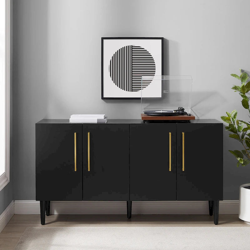 Mid-Century-Modern-Sideboard mit zwei Schrankfächern, verstellbaren Einlegeböden und konischen Beinen