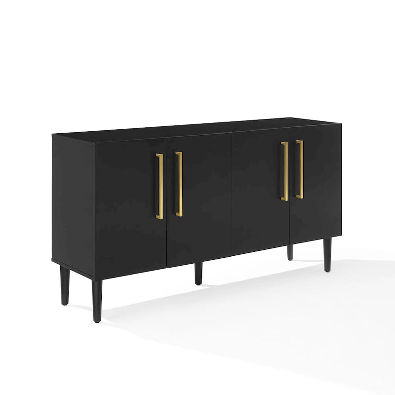 Mid-Century-Modern-Sideboard mit zwei Schrankfächern, verstellbaren Einlegeböden und konischen Beinen