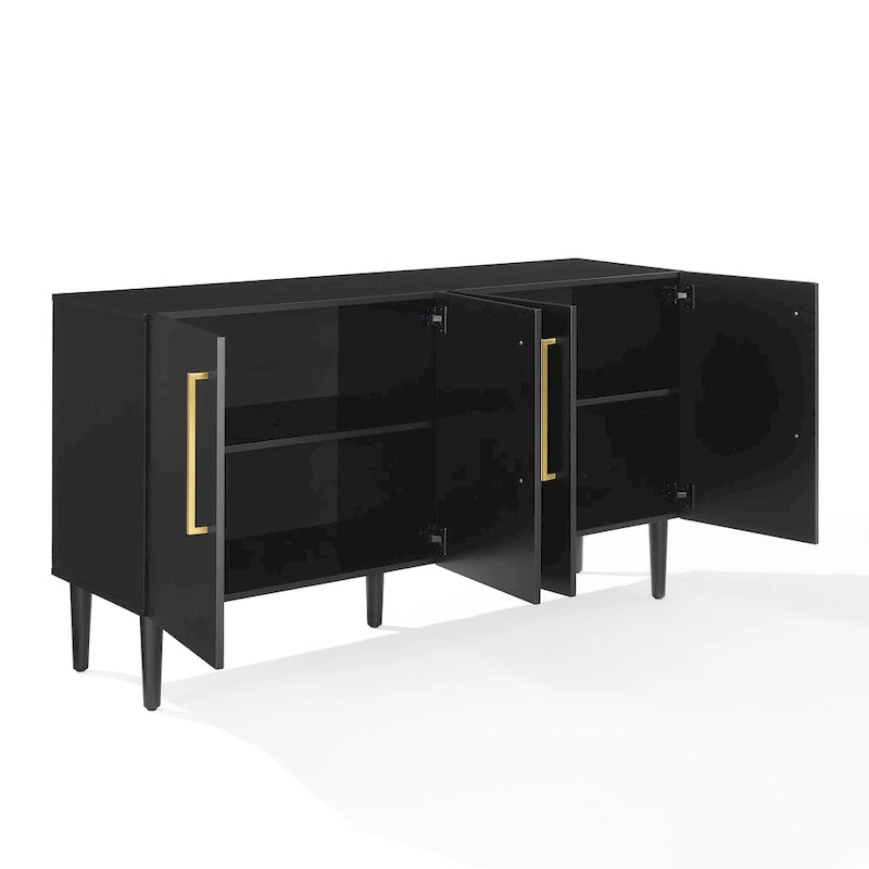 Mid-Century-Modern-Sideboard mit zwei Schrankfächern, verstellbaren Einlegeböden und konischen Beinen