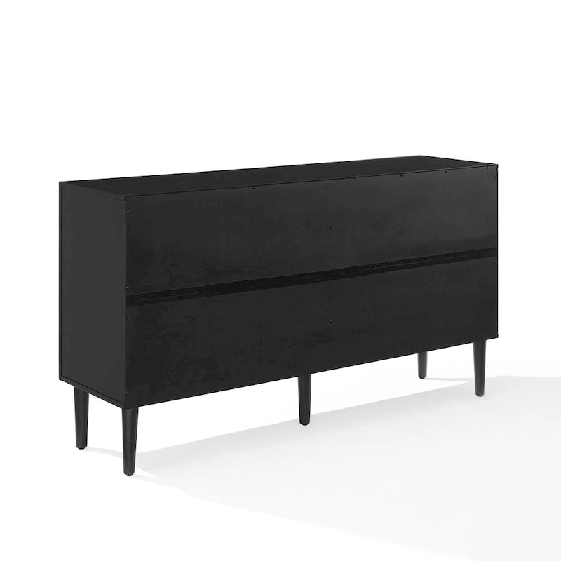 Mid-Century-Modern-Sideboard mit zwei Schrankfächern, verstellbaren Einlegeböden und konischen Beinen