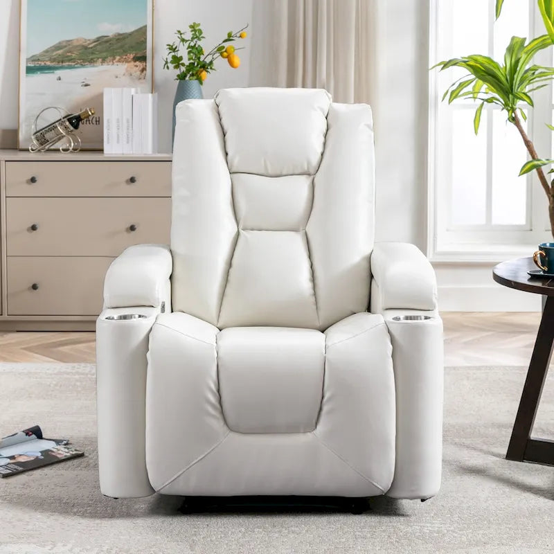 Power Faux Leather Recliner Chair with Cup Holders & USB Ports
