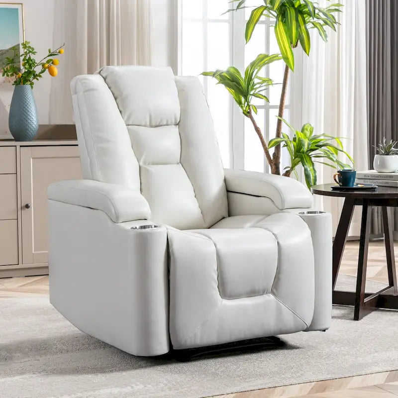 Power Faux Leather Recliner Chair with Cup Holders & USB Ports