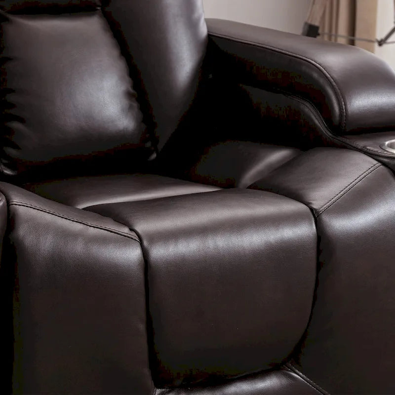 Power Faux Leather Recliner Chair with Cup Holders & USB Ports