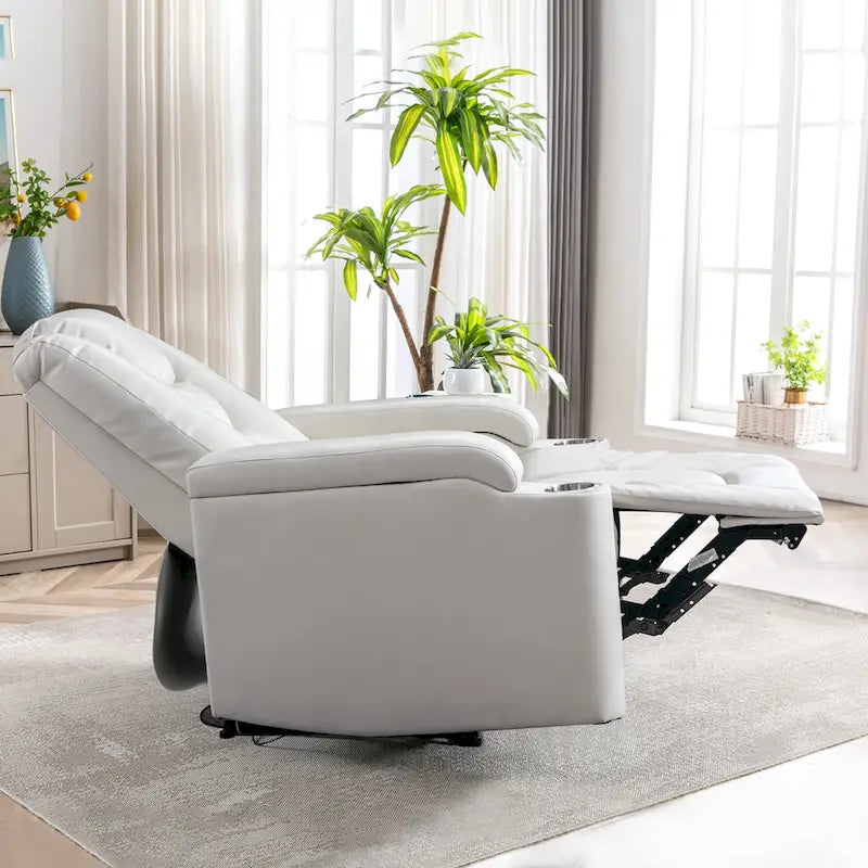 Power Faux Leather Recliner Chair with Cup Holders & USB Ports