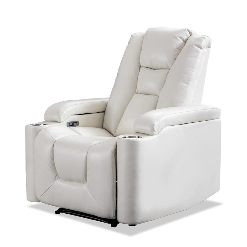 Power Faux Leather Recliner Chair with Cup Holders & USB Ports