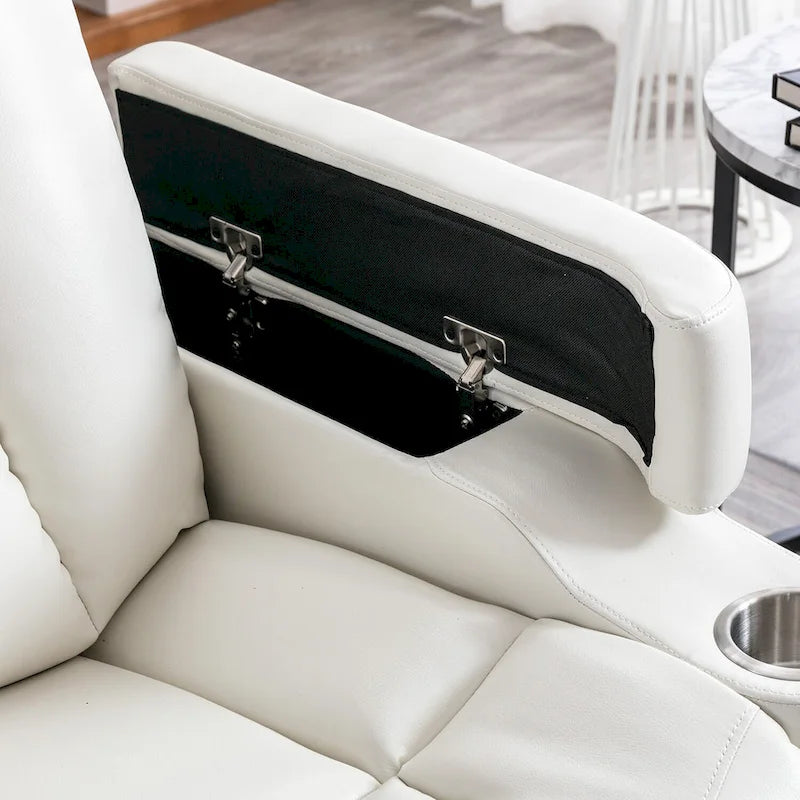 Power Faux Leather Recliner Chair with Cup Holders & USB Ports