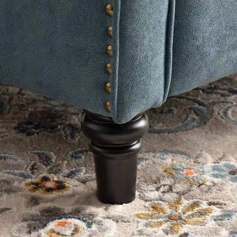 Push-Back Recliner Chair with Diamond Tufted Back, Nailhead Trim & Solid Wood Legs