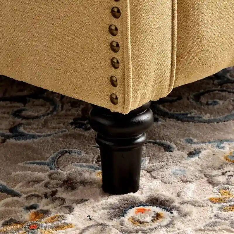 Push-Back Recliner Chair with Diamond Tufted Back, Nailhead Trim & Solid Wood Legs