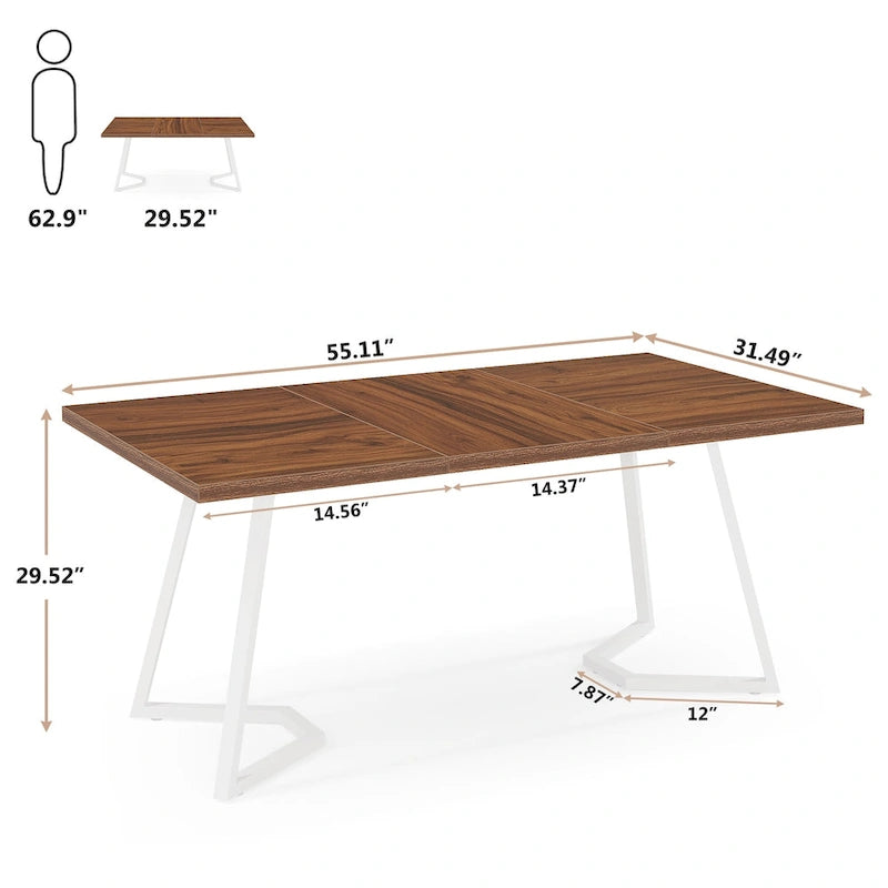 Bureau de 55 pouces avec plateau en faux marbre et cadre en métal doré
