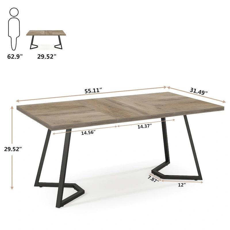 Bureau de 55 pouces avec plateau en faux marbre et cadre en métal doré