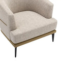 Poltrona decorativa bicolore a botte in lino e pelle PU con gambe in metallo
