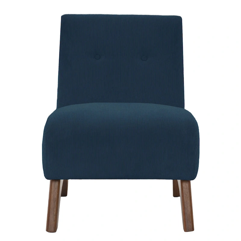 Silla decorativa sin brazos de pana con patas arqueadas de madera maciza y asiento acolchado