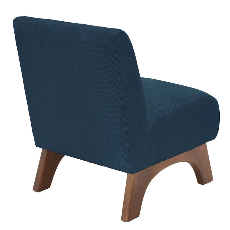 Silla decorativa sin brazos de pana con patas arqueadas de madera maciza y asiento acolchado