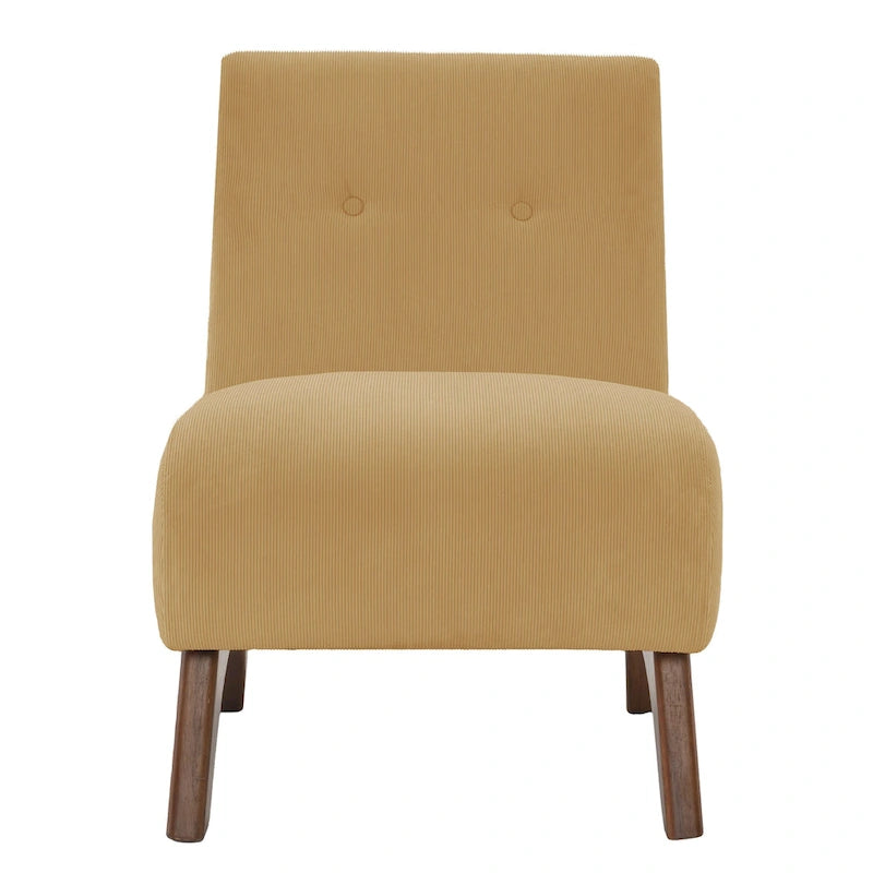 Silla decorativa sin brazos de pana con patas arqueadas de madera maciza y asiento acolchado