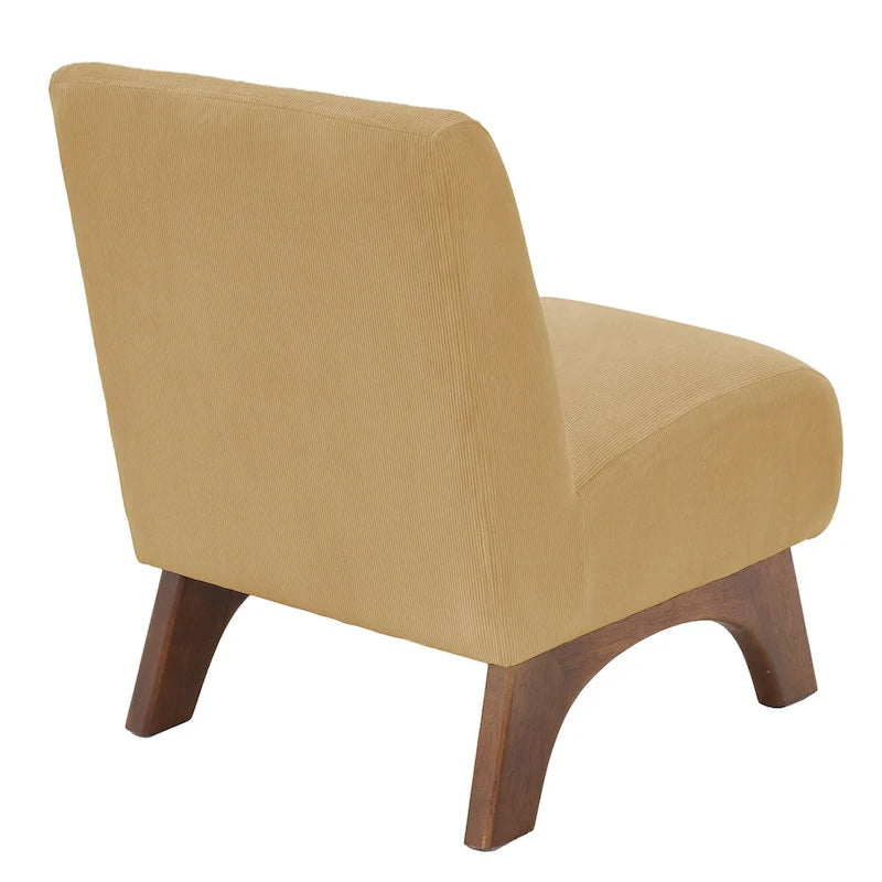 Silla decorativa sin brazos de pana con patas arqueadas de madera maciza y asiento acolchado