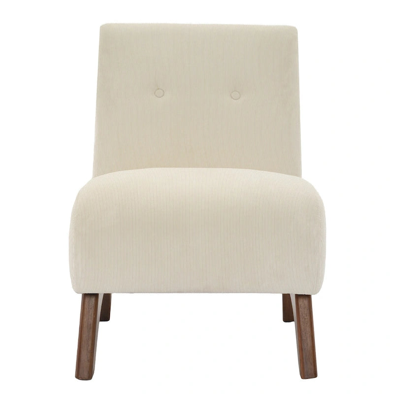 Silla decorativa sin brazos de pana con patas arqueadas de madera maciza y asiento acolchado