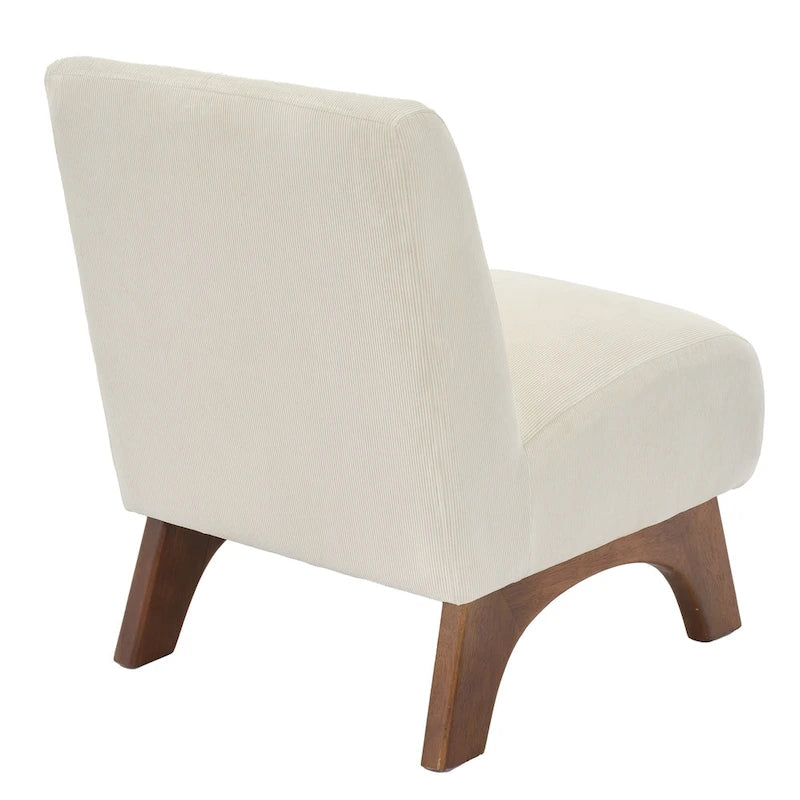 Silla decorativa sin brazos de pana con patas arqueadas de madera maciza y asiento acolchado