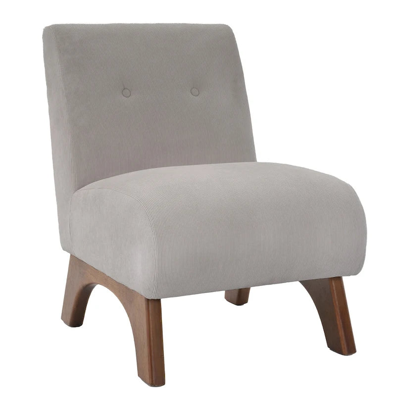 Silla decorativa sin brazos de pana con patas arqueadas de madera maciza y asiento acolchado