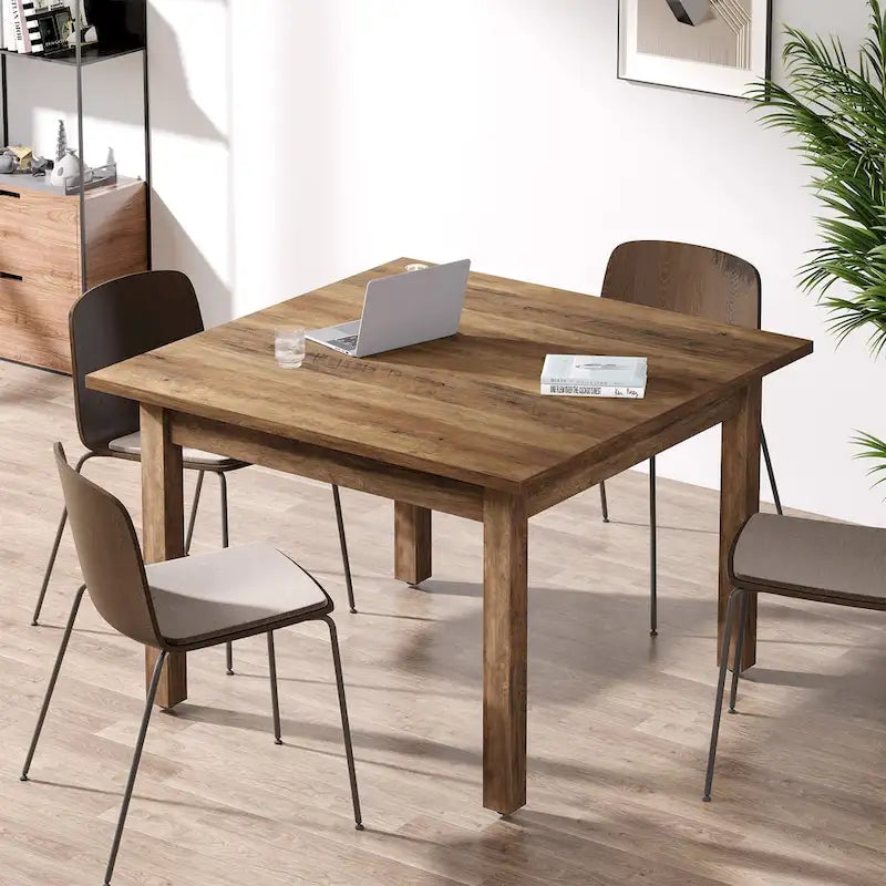 Quadratischer Besprechungstisch, 39.4", mit Beinen aus Massivholz und verstellbaren Fußgleitern