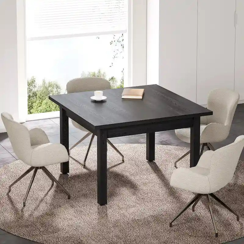 Quadratischer Besprechungstisch, 39.4", mit Beinen aus Massivholz und verstellbaren Fußgleitern