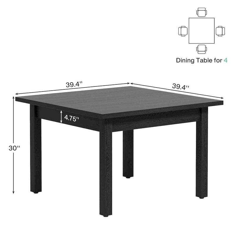 Quadratischer Besprechungstisch, 39.4", mit Beinen aus Massivholz und verstellbaren Fußgleitern