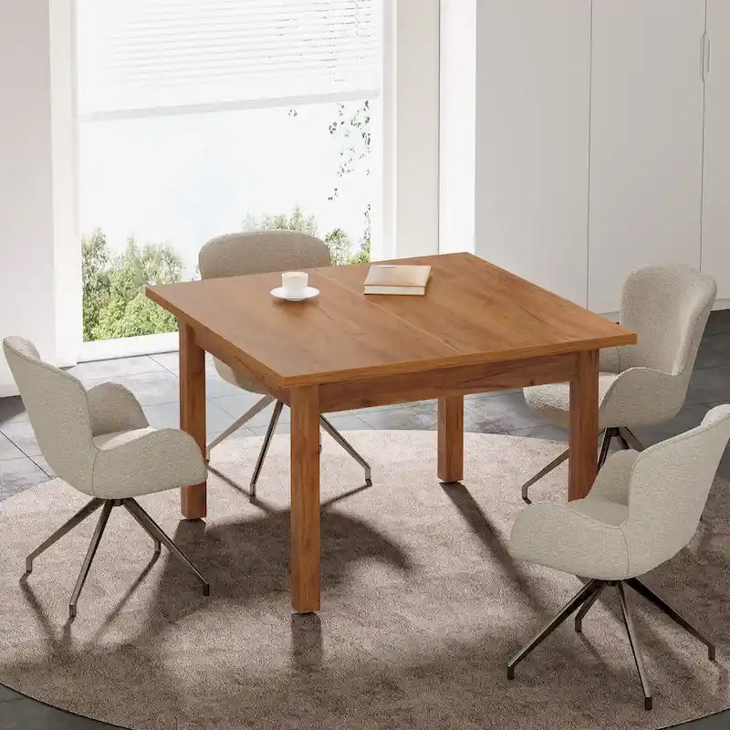 Quadratischer Besprechungstisch, 39.4", mit Beinen aus Massivholz und verstellbaren Fußgleitern