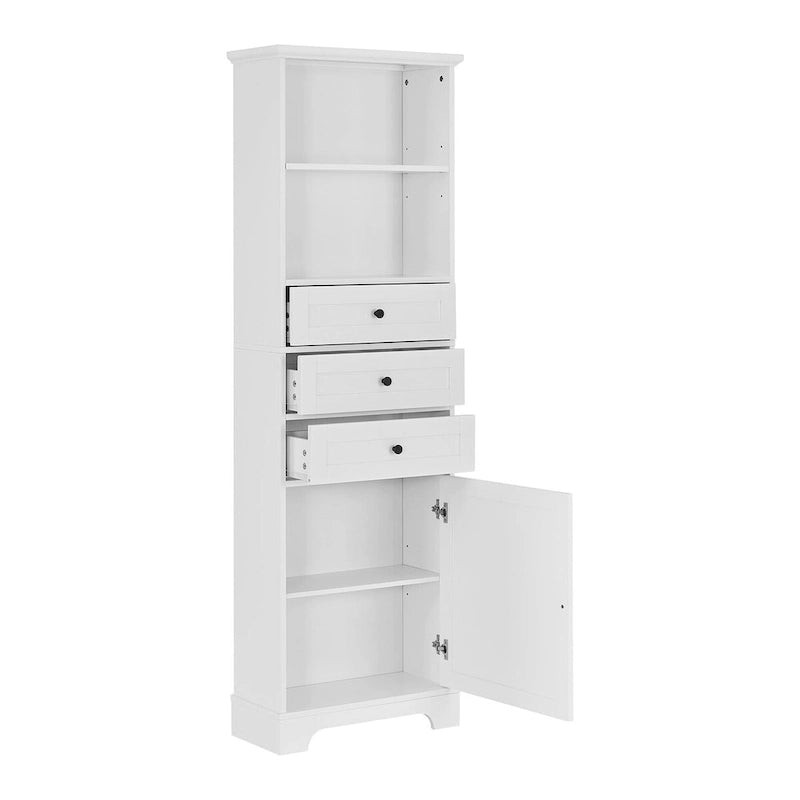 Tall Freestanding Bathroom Storage Cabinet with Drawers & Adjustable Shelves